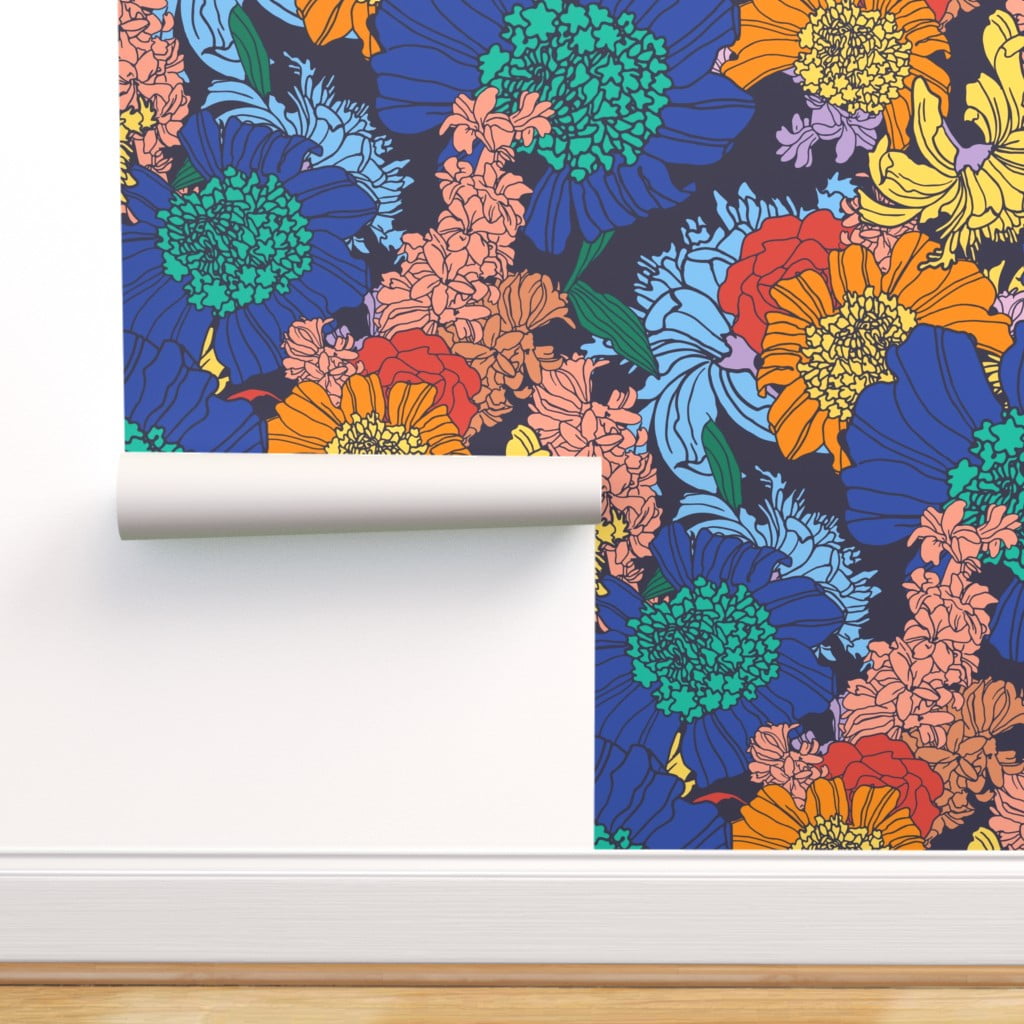 Peel & Stick Wallpaper Swatch - Maximalist Floral Large Scale Colorful