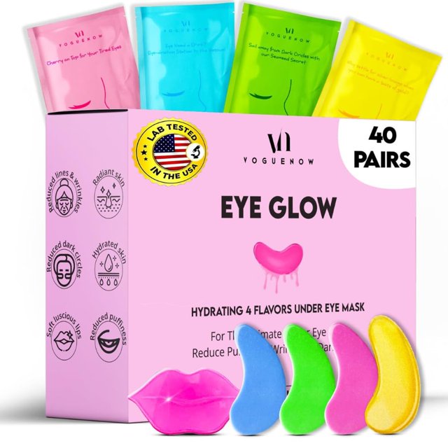 Parches hidratantes VogueNow para debajo de los ojos (40 juegos) con mascarillas labiales