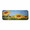 thumbnail image 1 of Brick Wall Computer Mouse Pad, Sunflower Drawing on Wall Peaceful Habitat Meadow Valley in Rural Village, Rectangle Non-Slip Rubber Mousepad Large, 31" x 12" Gaming Size, Yellow Green, by Ambesonne, 1 of 2