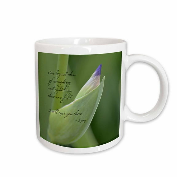 3drose, Out Beyond Ideas Rumi Quote - Wisdom - Inspirational - Iris Flower, 11oz Mug