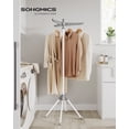 thumbnail image 1 of SONGMICS Clothes Drying Rack, 59-Inch Folding Laundry Drying Rack with 3 Rotatable Arms for Hangers, 4 Legs, Stainless Steel, for 27 Pieces of Clothes, Gray and White ULLR510G01, 1 of 5