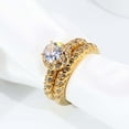 thumbnail image 6 of Ringheart Couple Rings Matching Ring CZ Yellow Gold Plated Women Wedding Ring Sets for Him and Her Rings, 6 of 7