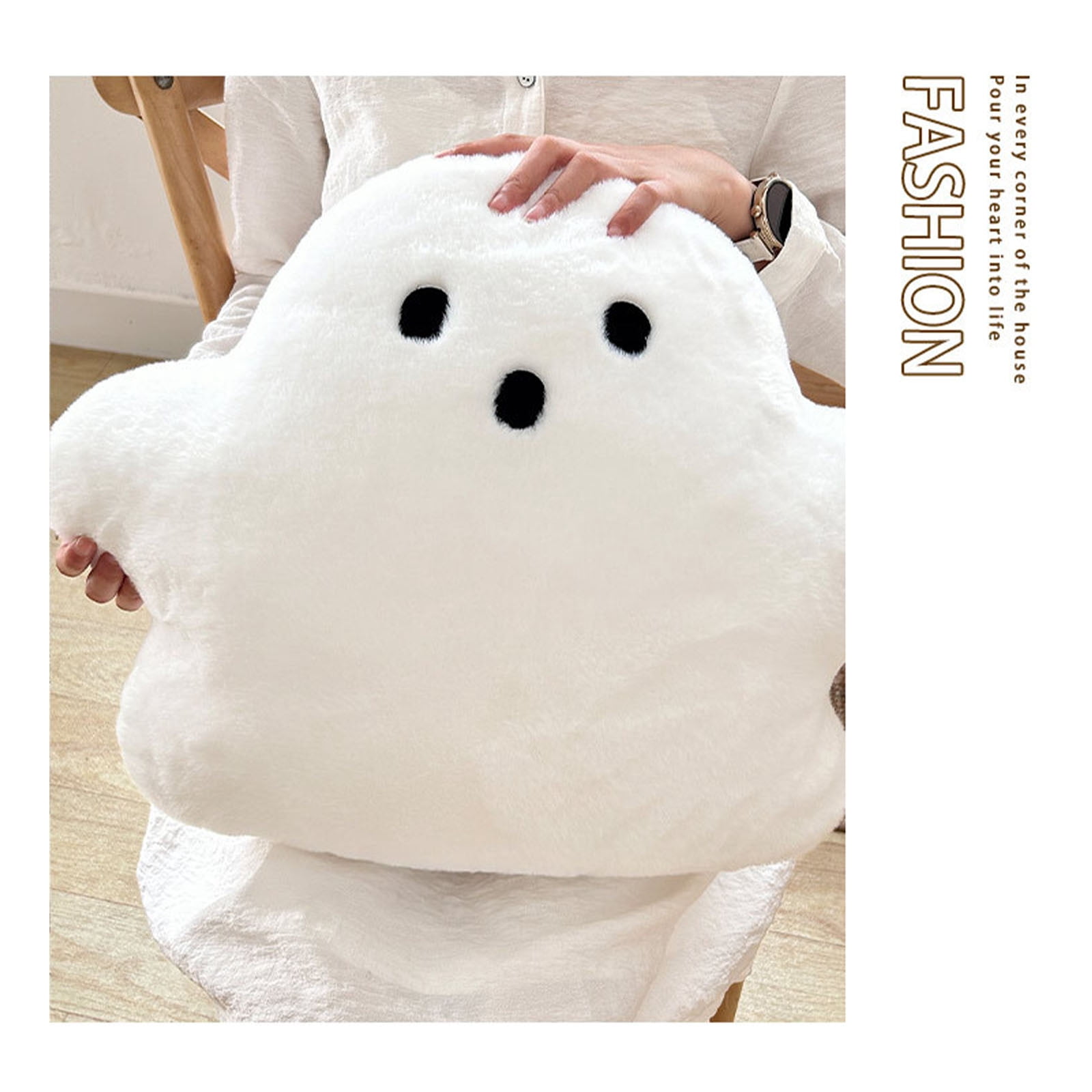 Muecwrye Ghost Pillow, Cute Halloween Pillows, Soft Ghost Throw Pillow Decorative, Spooky Pillows for Halloween Party Outdoor Home Cushion Decorations, 7 X 9 Inch