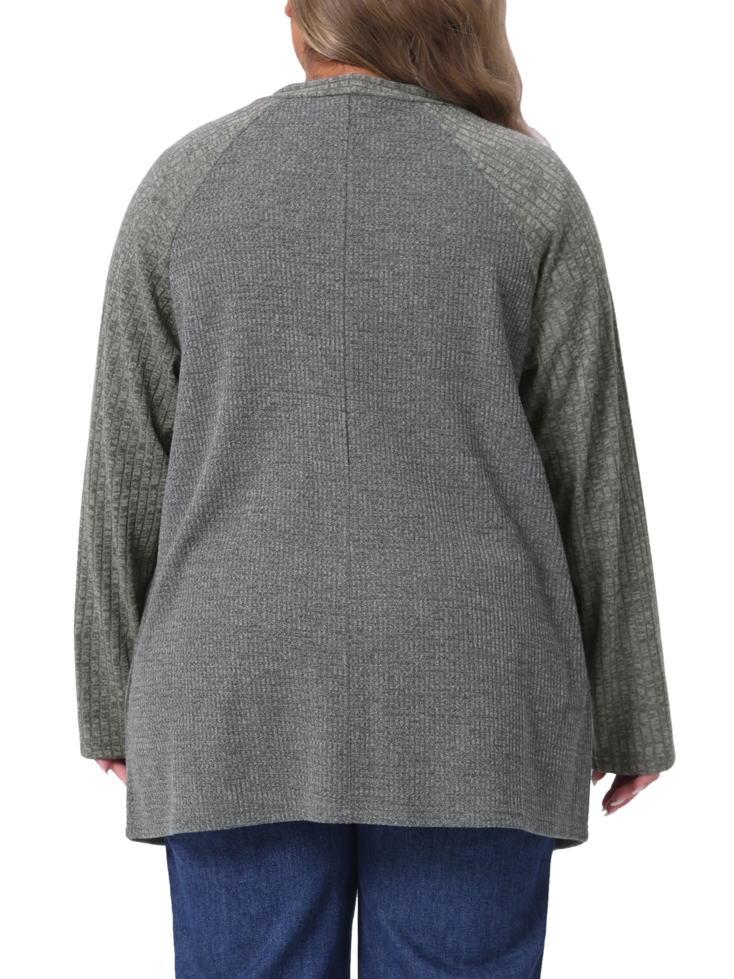 DARING DIVA Women's Plus Open Front Long Sleeve Lightweight Cardigans 3X Dark Grey