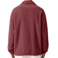 thumbnail image 3 of Fmbrln Mens Corduroy Quarter Zip Sweatshirt Stand Collar Long Sleeve Solid Color Shirts Fall Winter Fashion Pullover Tops with Chest Patch Label Red S, 3 of 5