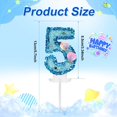 thumbnail image 2 of 3 Inch Shell Birthday Number Candle, Glitter Number Candle Cake Topper Shell Sequins Cake Numeral for Birthday Wedding Anniversary Mermaid Themed Party (Blue, 5), 2 of 7