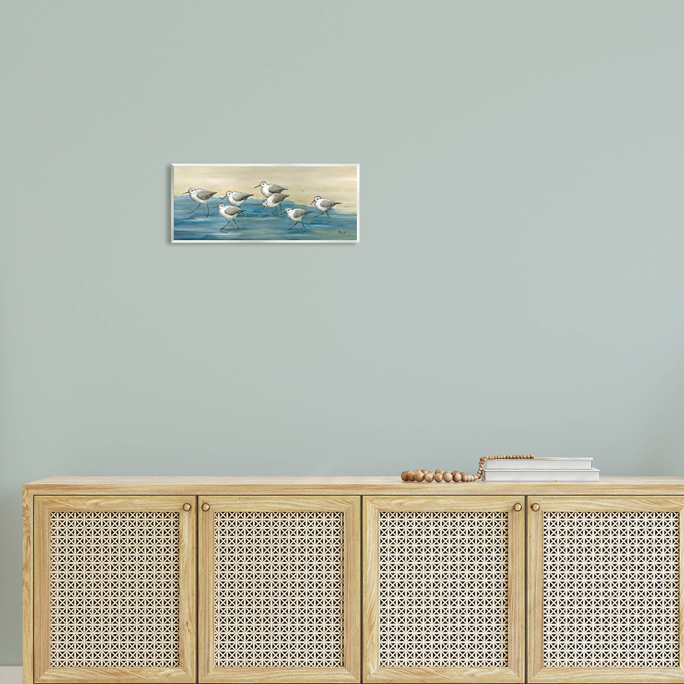 Stupell Industries Sandpiper Bird Flock Beach Shoreline Painting Unframed Art Print Wall Art, Design by Paul Brent