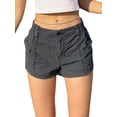 thumbnail image 1 of Pantalones cortos cargo de tiro bajo para mujer, de color liso, vintage, elásticos, de cintura baja, con bolsillos, para verano, para chicas electrónicas, ropa de calle para discotecas., 1 of 6