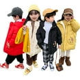 thumbnail image 6 of Esaierr Kids Baby Boys Girls Winter Cotton Coat,9M-5Y Infant Autumn Winter Casual Dog Palm Print Flower Unisex Thick Cotton Outwear Toddler Mid Length Fleece Jacket, 6 of 7