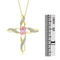 thumbnail image 4 of RYLOS Necklace Yellow Gold Plated Silver Cross Necklace with Gemstone &  Diamonds Pendant with 18" Chain 7X5MM Pink Ice October Birthstone Womens Jewelry Silver Necklace For Women, 4 of 10