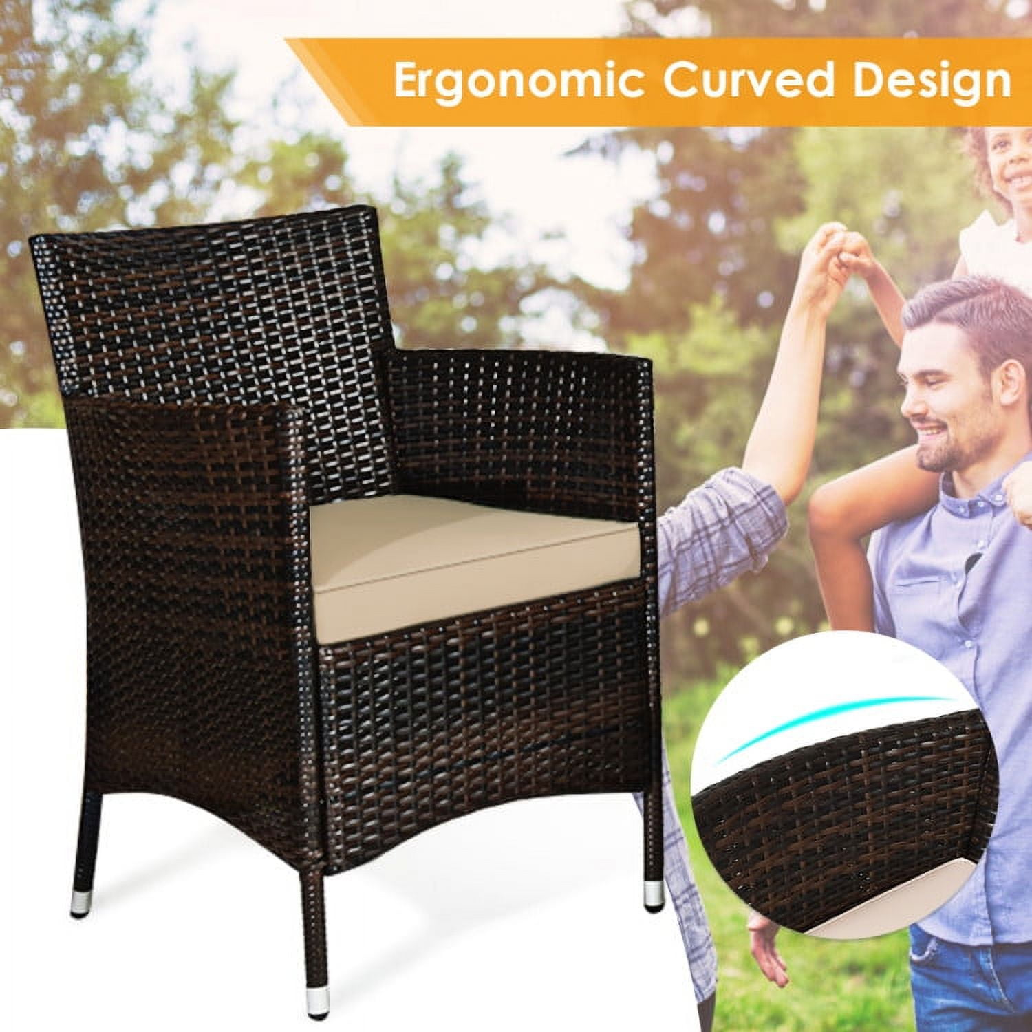 Aimee Lii 4 Pieces Patio Cushioned Wicker Conversation Set, Outdoor Sectional Set with with Glass Coffee Table, Beige & Gray Aimee Lii 4 Pieces Patio Cushioned Wicker Conversation Set, Outdoor Sectional Set with with Glass Coffee Table, Beige & Gray