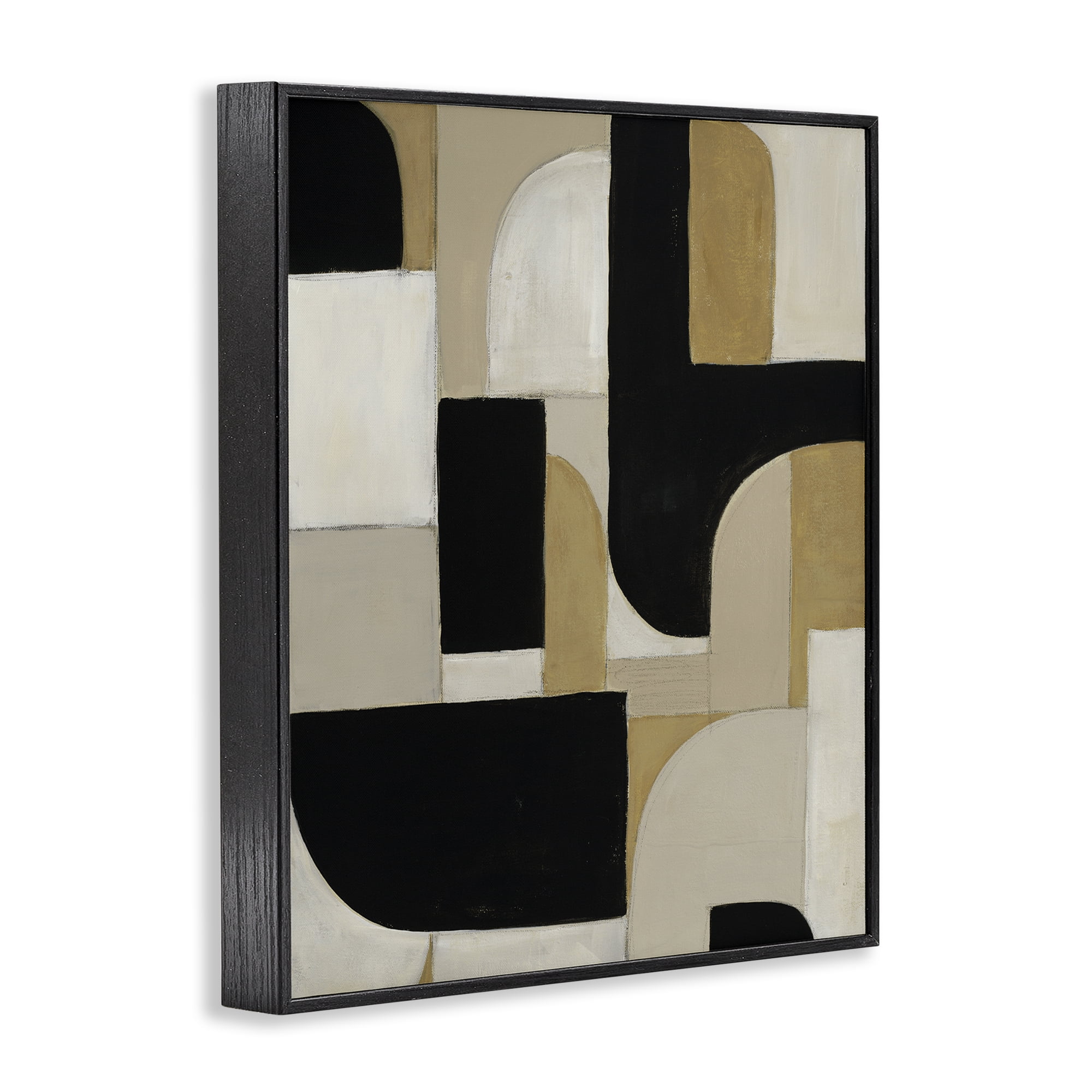 Stupell Industries Black & Neutral Shapes Black Framed Giclee Art, design by Kippi Leonard