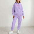 thumbnail image 2 of Kcolen Womens Sweatsuits 2 Piece Set Heartbeat Print Casual Tracksuit Sets Oversized Graphic Hoodies with Jogger Sweatpants Set Valentine's Day Gifts Purple, 2 of 5