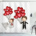 thumbnail image 1 of Ambesonne Retro Shower Curtain, Funny Newlyweds Balloons, 69"Wx70"L, Red White Black, 1 of 3