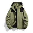 thumbnail image 7 of Lumtrix Men'S Color Block Hooded Rain Jacket Windproof Waterproof Zip Up Coat Lightweight Outdoor Hiking Windbreaker Coat Green S, 7 of 7