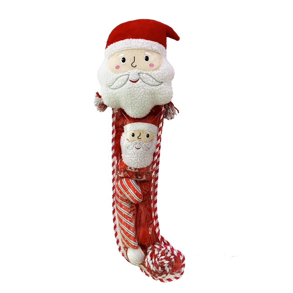 Vibrant Life Holiday 8 Piece Large Dog Toy Stocking Gift Set, Red