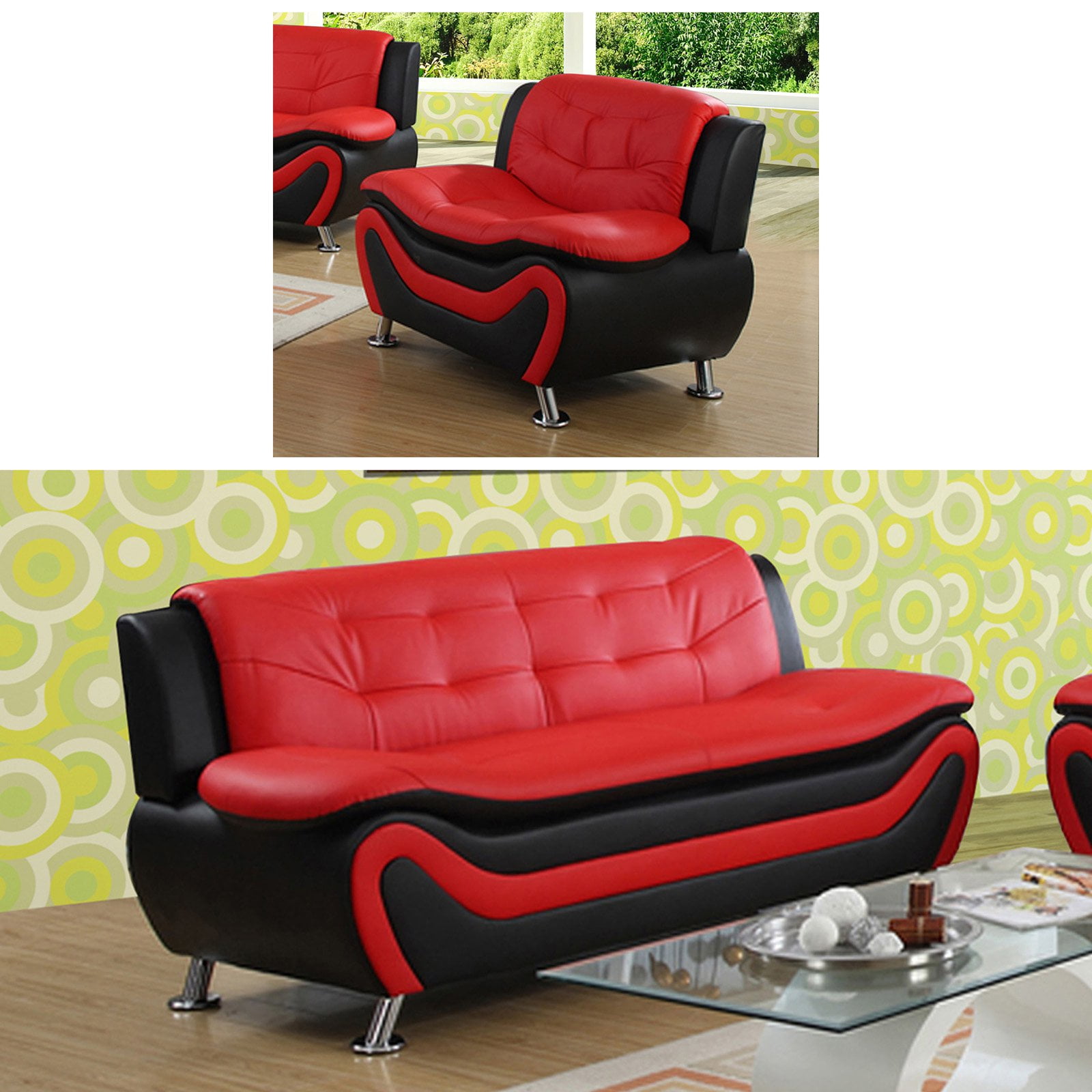 PonLiving Furniture US Livings Ayala Faux Leather 2 Piece Sofa Set US