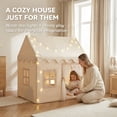 thumbnail image 4 of Wilwolfer Kids Play Tent House with Lights and Carpet, Gold Princess Castle Indoor Outdoor Playhouse for Boys and Girls Ages 3-12, 4 of 9