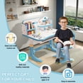 thumbnail image 4 of Jubilant  Widening desktop multi split cartoon pattern office chair set, children's adjustable height learning desk with drawer chair set, fun and practical learning tools, 4 of 17