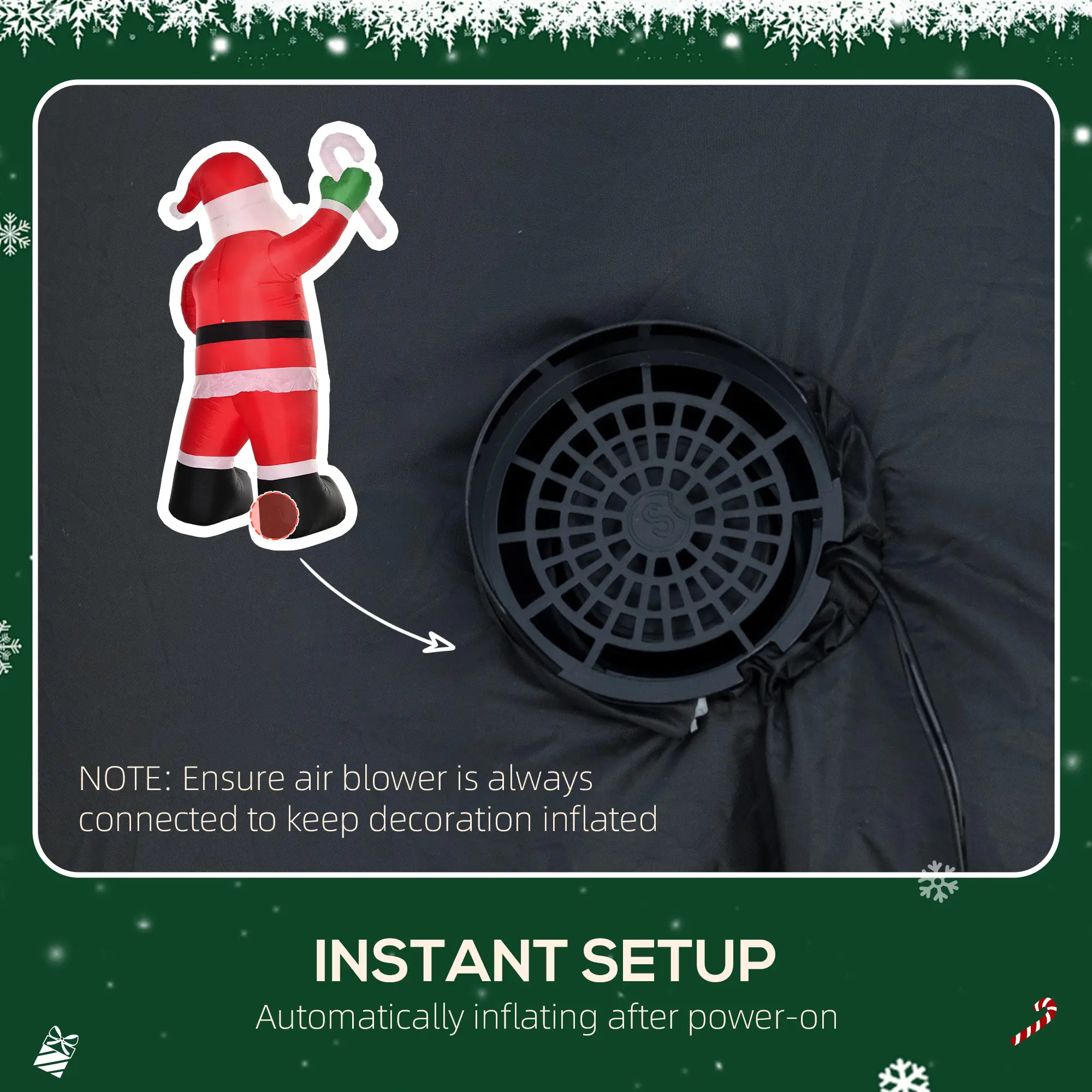 Astoutdoor 8 ft Christmas Inflatable Santa Claus with Candy Cane, Polyester
