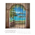 thumbnail image 1 of Cortina con vistas al mar Patrón Cortinas Decoración Drape Función impresa Máquina lavable para sala de estar Dormitorio Baño M 2 Piezas Guardurnaity HA010895-02, 1 of 7