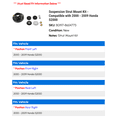 thumbnail image 2 of Suspension Strut Mount Kit - Compatible with 2000 - 2009 Honda S2000 2001 2002 2003 2004 2005 2006 2007 2008, 2 of 2