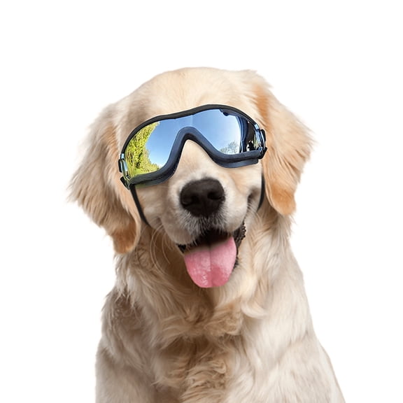 PETLESO Dog Goggles Sunglasses Waterproof with Adjustable Strap for Medium to Large Dog-Sliver