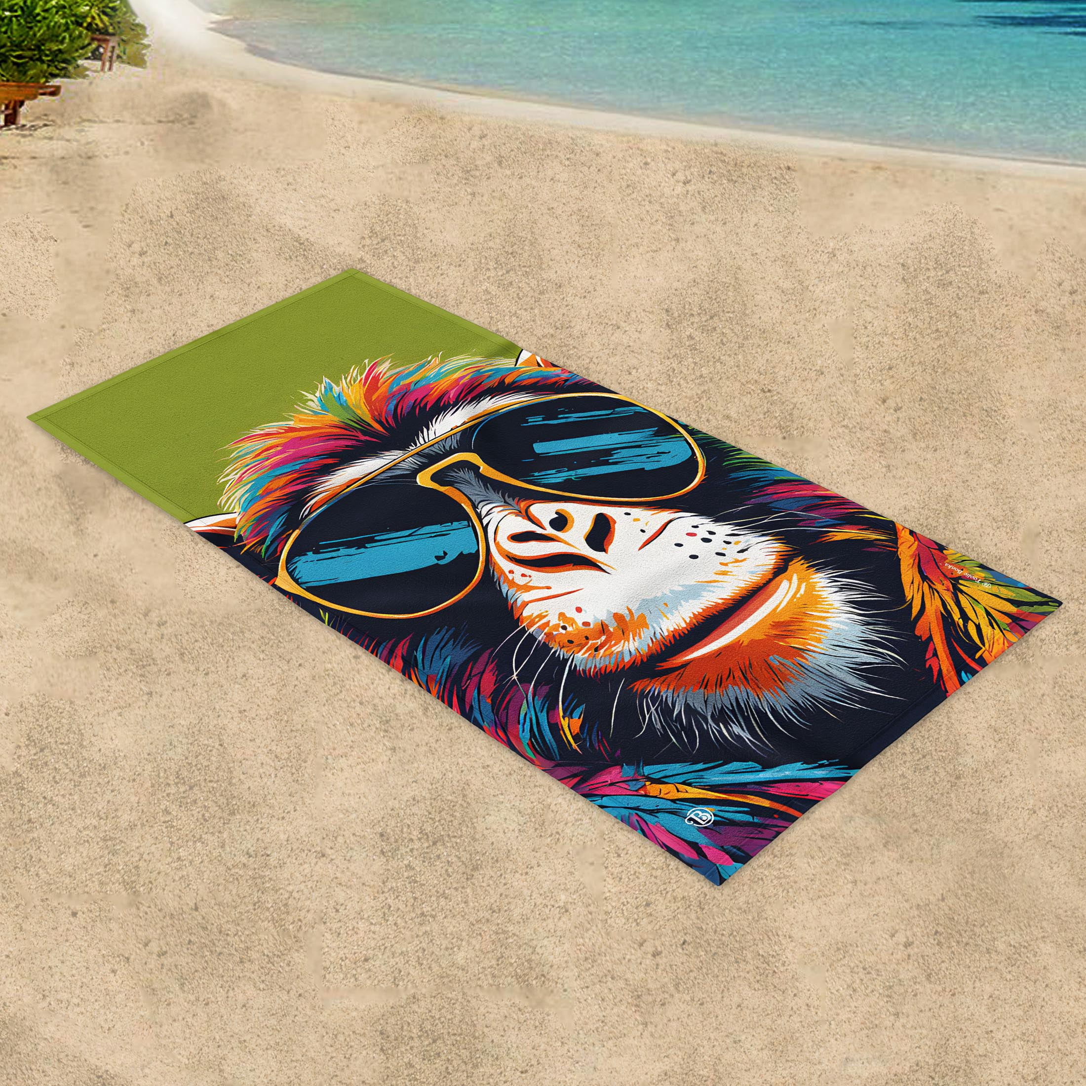 Toolie Bonka Cool Monkey Beach Towel for adults, 30×60 Dual sided Polyester & Cotton Gift Towels for Men
