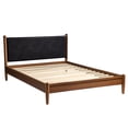 thumbnail image 2 of Better Homes & Gardens Greyson Queen Platform Bed, Black Faux Leather and Acorn Finish, 2 of 9