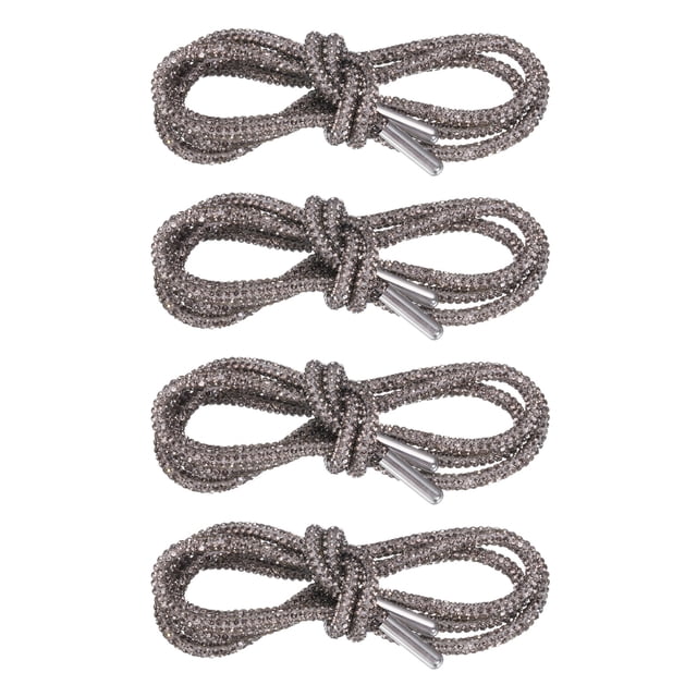 Uxcell 4 piezas de cordones de strass de 47" de longitud, cordones de cristal brillantes para pantalones deportivos, pantalones cortos y zapatillas, gris transparente