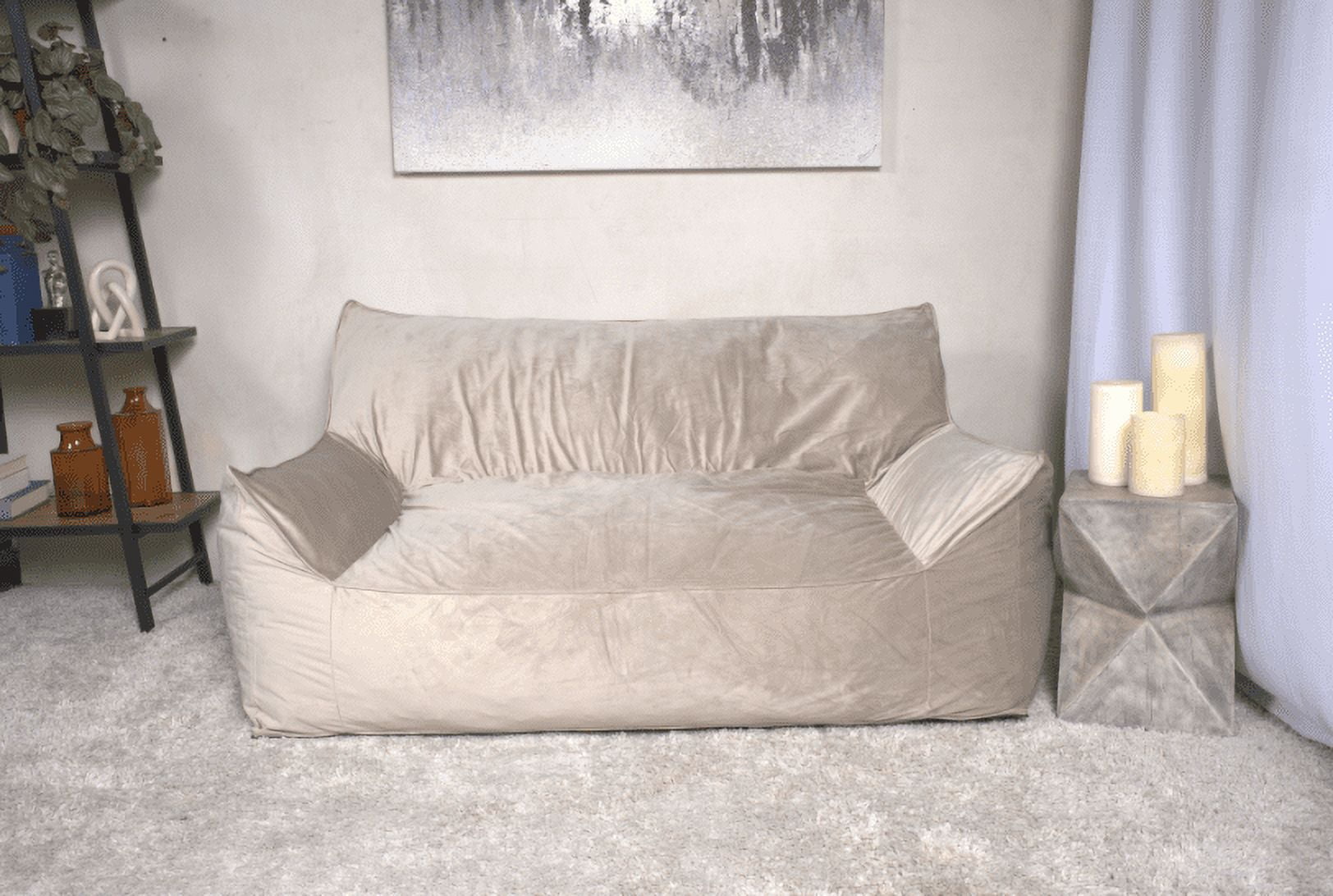 Tulum Outdoor Bean Bag Chair - Water Resistant, White, Large 38x32x32 Inches, Foam Filled