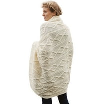 SAOL 100% Merino Wool Aran Cable Knitted Throw Blanket 40in x 60in Made In Ireland