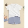 thumbnail image 4 of Yunliwuli Toddler Girls Boys Shorts Sets Short Sleeve Lapel Button Up Tops and Solid Color Shorts Sets, 4 of 10