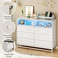 thumbnail image 2 of 6 Drawer Double Dresser TV Stand, Bedroom Dresser with Power Outlet & LED Light, Wood Dresser for Room, Hallway, 47.2''W×15.8''D×36.2''H, 2 of 9