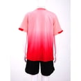 thumbnail image 4 of Fldy Kids Boys Quick Dry Short Sleeve T-Shirt and Mesh Shorts Running Shirt Football Team Uniform Pink 11-12, 4 of 7
