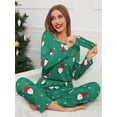 thumbnail image 2 of Conjunto de ropa de dormir navideña para mujer, conjuntos de pijamas con estampado navideño, Tops de manga larga de Navidad, pantalones sueltos informales, conjunto de dos piezas, 2 of 4
