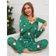 thumbnail image 2 of Conjunto de ropa de dormir navideña para mujer, conjuntos de pijamas con estampado navideño, Tops de manga larga de Navidad, pantalones sueltos informales, conjunto de dos piezas, 2 of 4