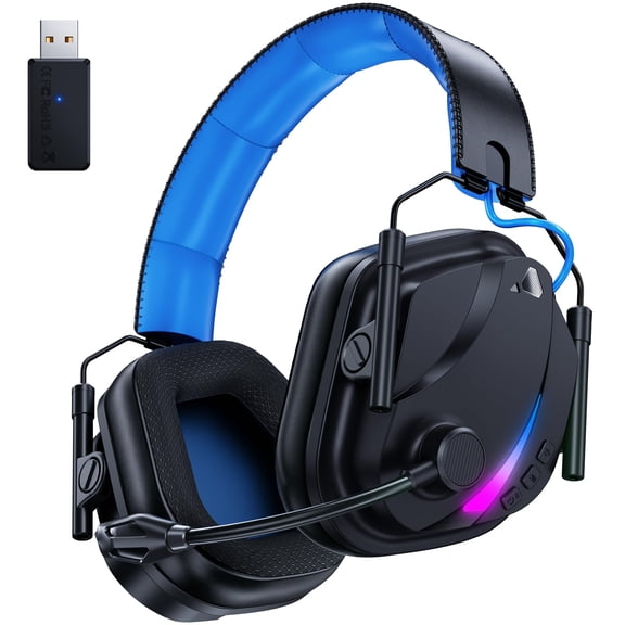 Auriculares inalámbricos para juegos Vakedy HW12 con micrófono, Bluetooth de 2,4 GHz, para jugadores de alta resistencia/FPS, con batería de 50 horas de duración, para PS5, PS4, PC, Switch y Mac.