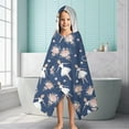 thumbnail image 6 of Dark Blue Ballerina Flower Pattern Hooded Bath Towel，60"x35" for Ages 3 To 12 Kids, Quick Dry Lightweight Soft Microfiber Hood Beach Towel Cover Up for Kids, 6 of 7