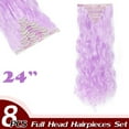 thumbnail image 2 of Full Head Clip Synthetic in Hair Extensions 8 Piece 18 Clips Hairpiece Long Curly Straight, 2 of 5