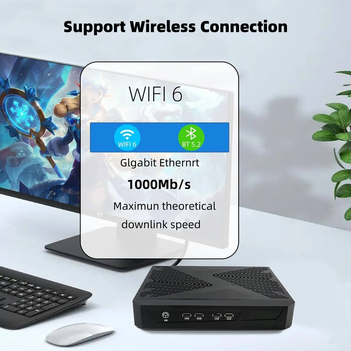 Mini Gaming Pc, I7-13700H 64GB DDR4 1TB M.2 NNMe SSD Windows 11 Pro Mini PC Gaming with Graphic Card RTX3050 6G