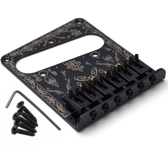 NATEFEMIN Replacement Bridge for Fender Tele Telecaster Guitar, Six Saddle Design, 52.5mm Hole Distance, Includes Wrenches and Screws