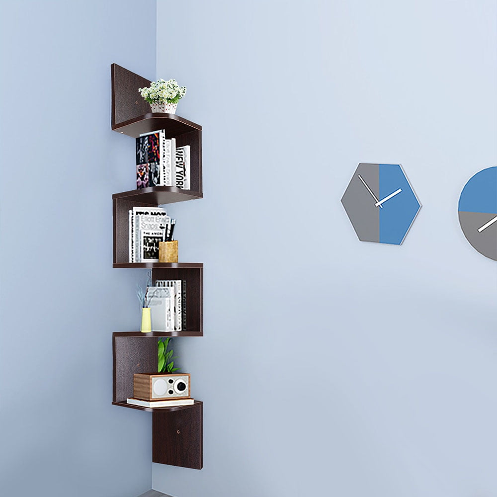 Yescom 5 Tiers Wall Mount Corner Shelf Wood Storage Organizer W Yescom 5 Tiers Wall Mount Corner Shelf Wood Storage Organizer W Granter Home Com