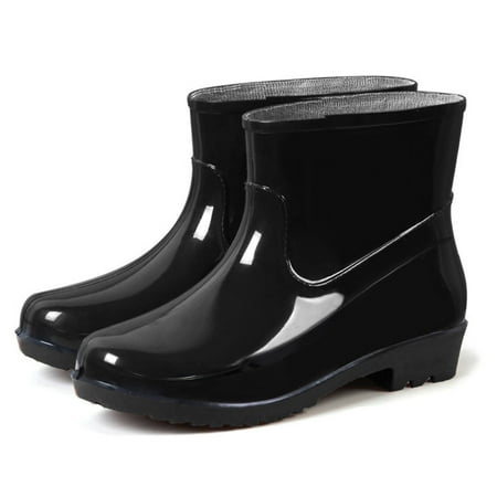 

Women Low-Heeled Buckle Round Toe Shoe Waterproof Middle Tube Rain Boots