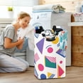 thumbnail image 5 of Yayeee Freestanding Laundry Hamper with Handle Collapsible Large Storage Basket for Clothes, Green Retro Shapes, 5 of 7