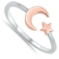 thumbnail image 4 of CHOOSE YOUR COLOR Rose Gold-Tone Open Sterling Silver Ring Moon Star 925 Jewelry Female Male Size 8, 4 of 4