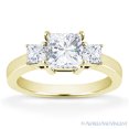 thumbnail image 2 of Square Cut Charles & Colvard Forever ONE Moissanite 3-Stone Engagement Ring in 14k Yellow Gold, 2 of 5