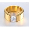 thumbnail image 3 of Wedding Band Ring for Men or Women 8mm Wide Gold Stainless Steel 1 Ct Cz Ginger Lyne Collection, 3 of 5