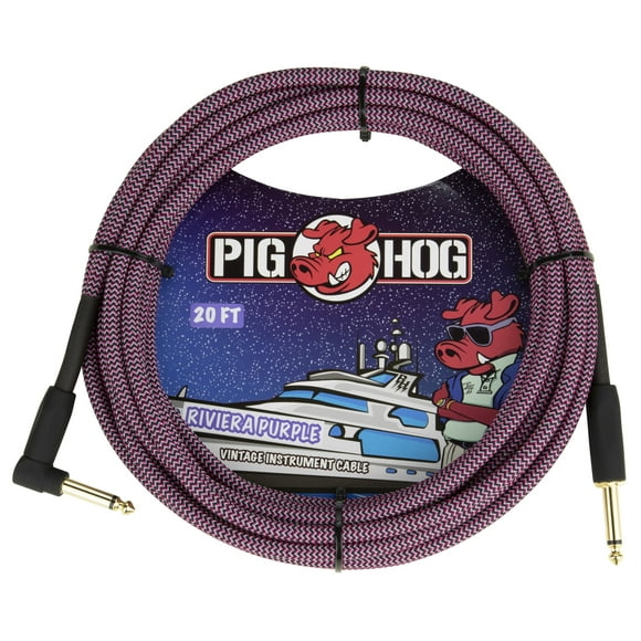 PIG HOG "RIVIERA Câble d'Instrument Violet", ANGLE Droit 20 Pieds