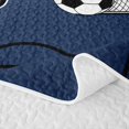 thumbnail image 5 of Feelyou Sport Soccer Letter R Twin Quilt Set for Boys, Blue Stripe Abstract Twin Coverlet Set, 2-Piece, 5 of 7